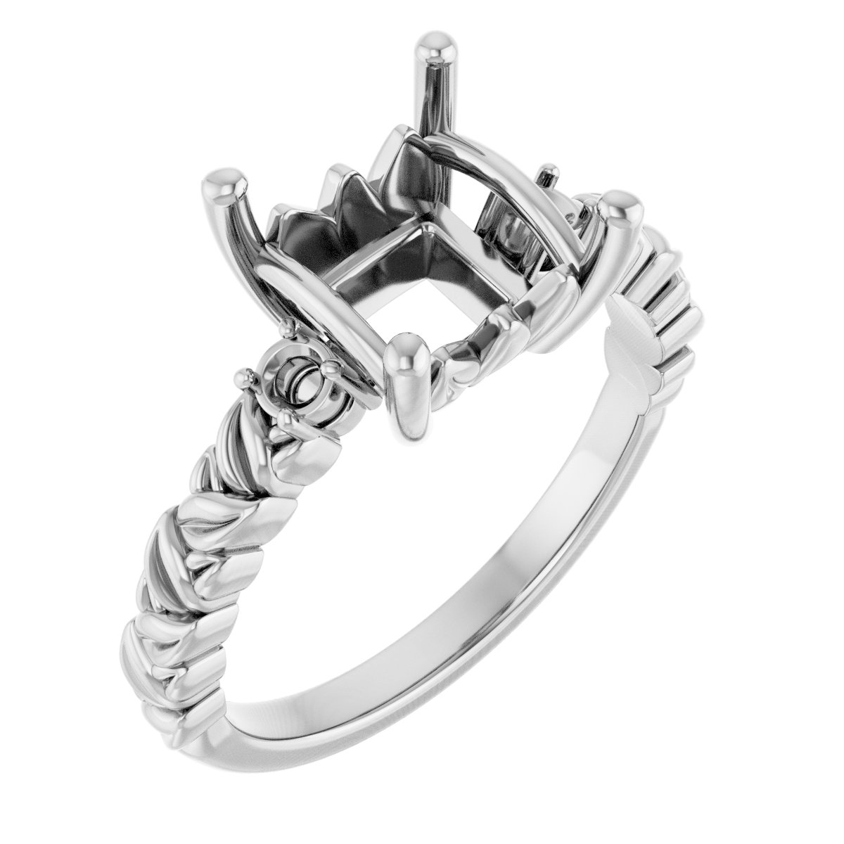 Accented Floral Engagement Ring