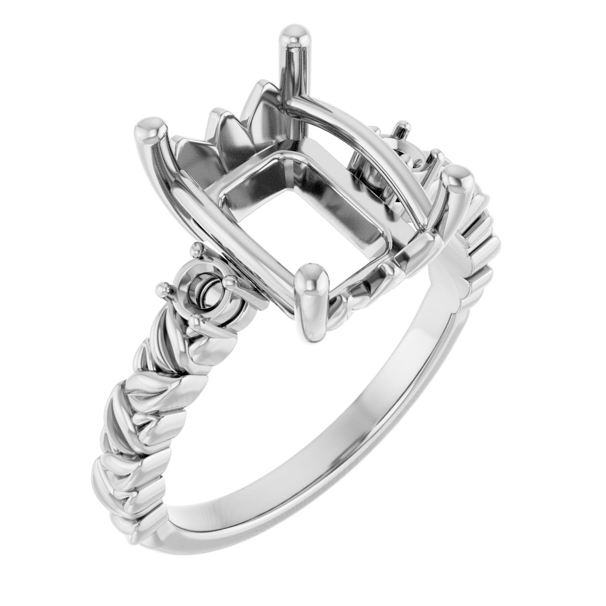 Accented Floral Engagement Ring