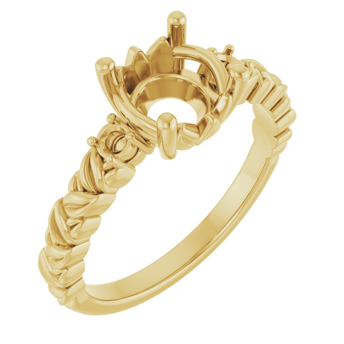 Accented Floral Engagement Ring