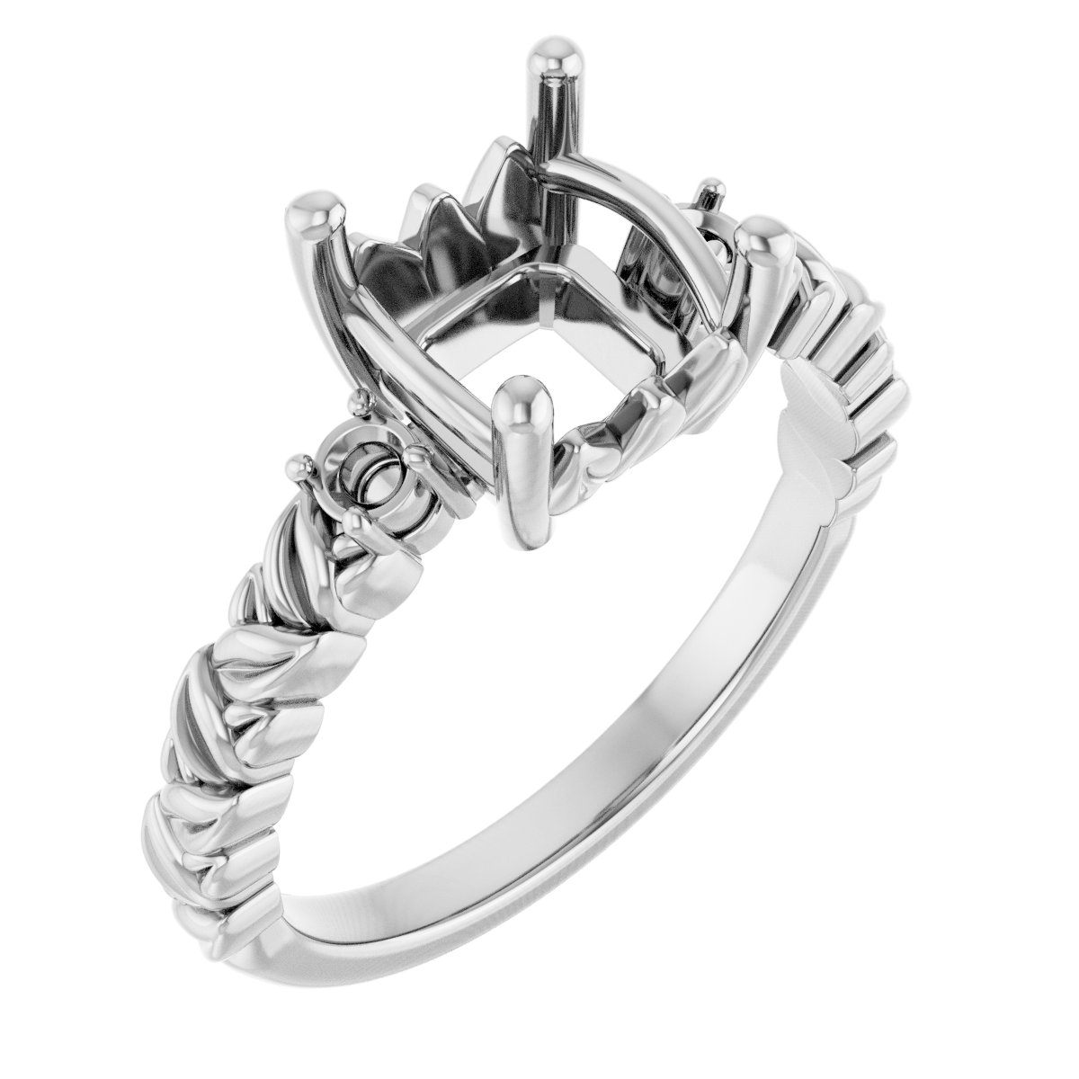 Accented Floral Engagement Ring