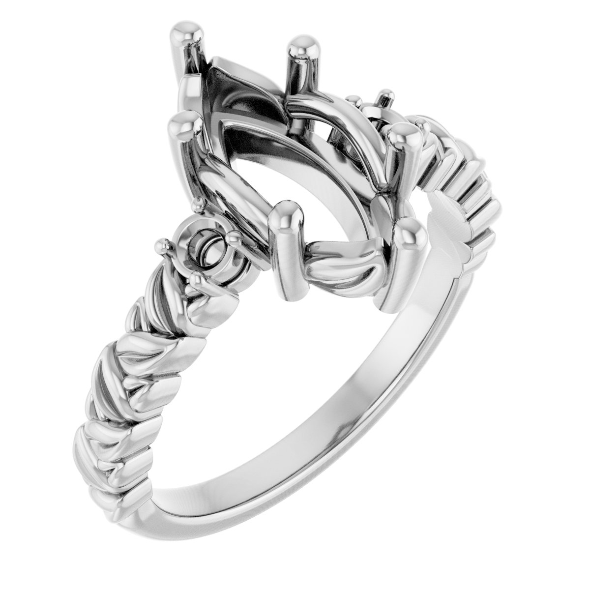 Accented Floral Engagement Ring