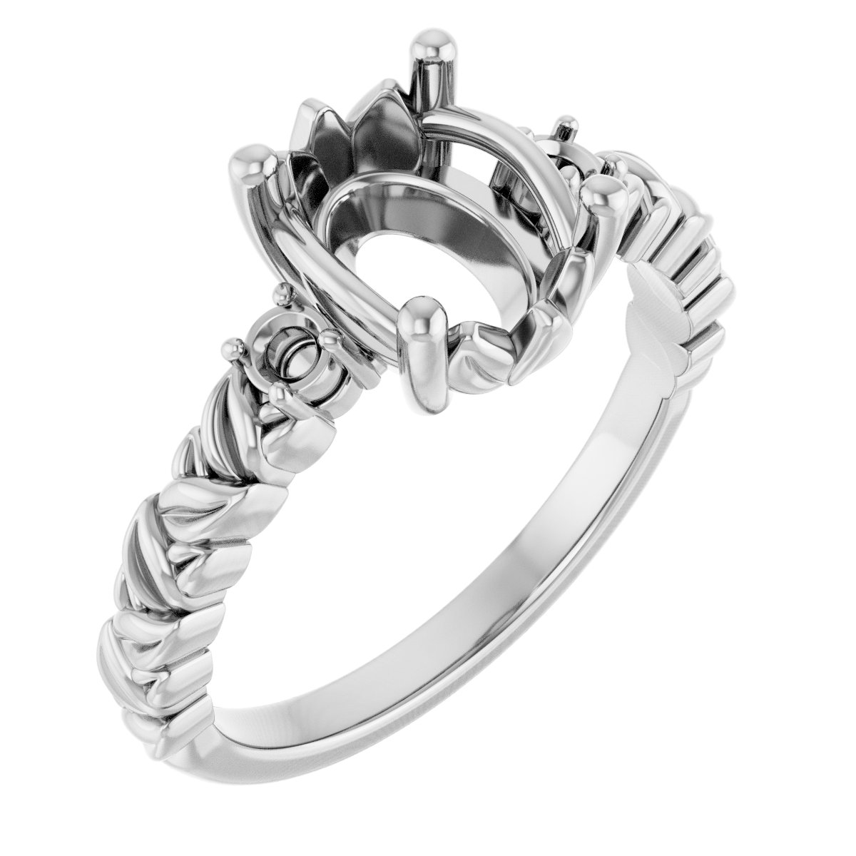 Accented Floral Engagement Ring