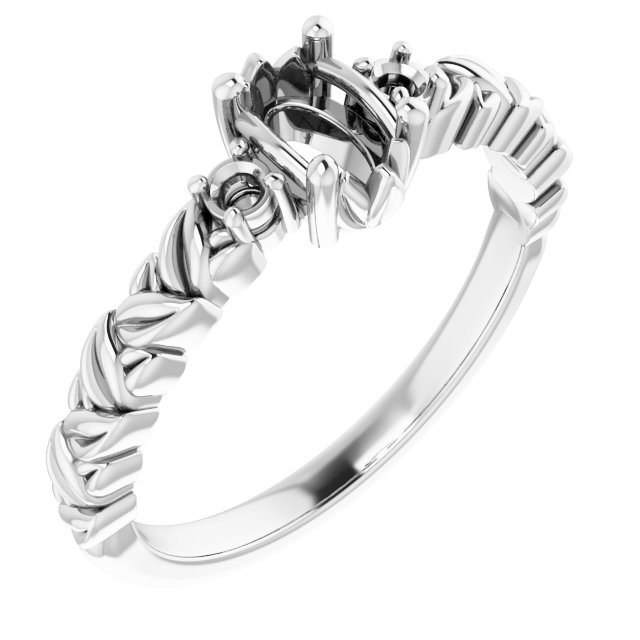 Accented Floral Engagement Ring