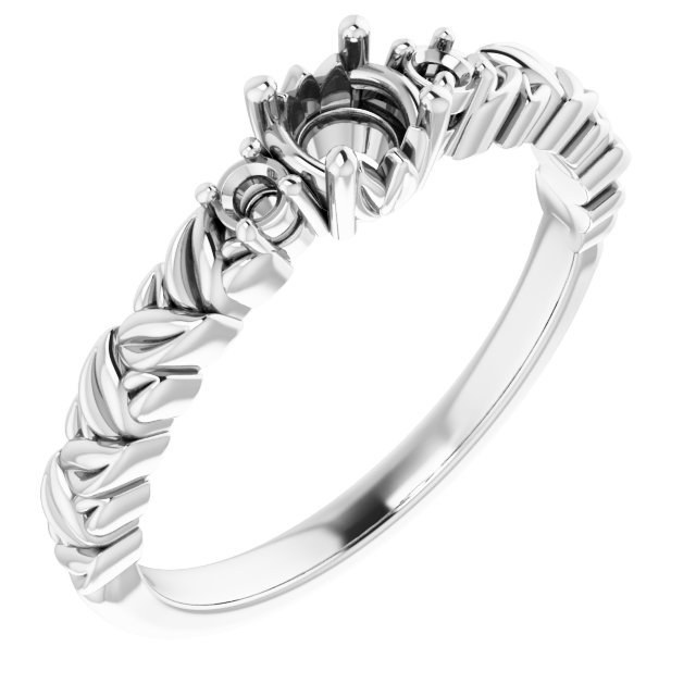 Accented Floral Engagement Ring
