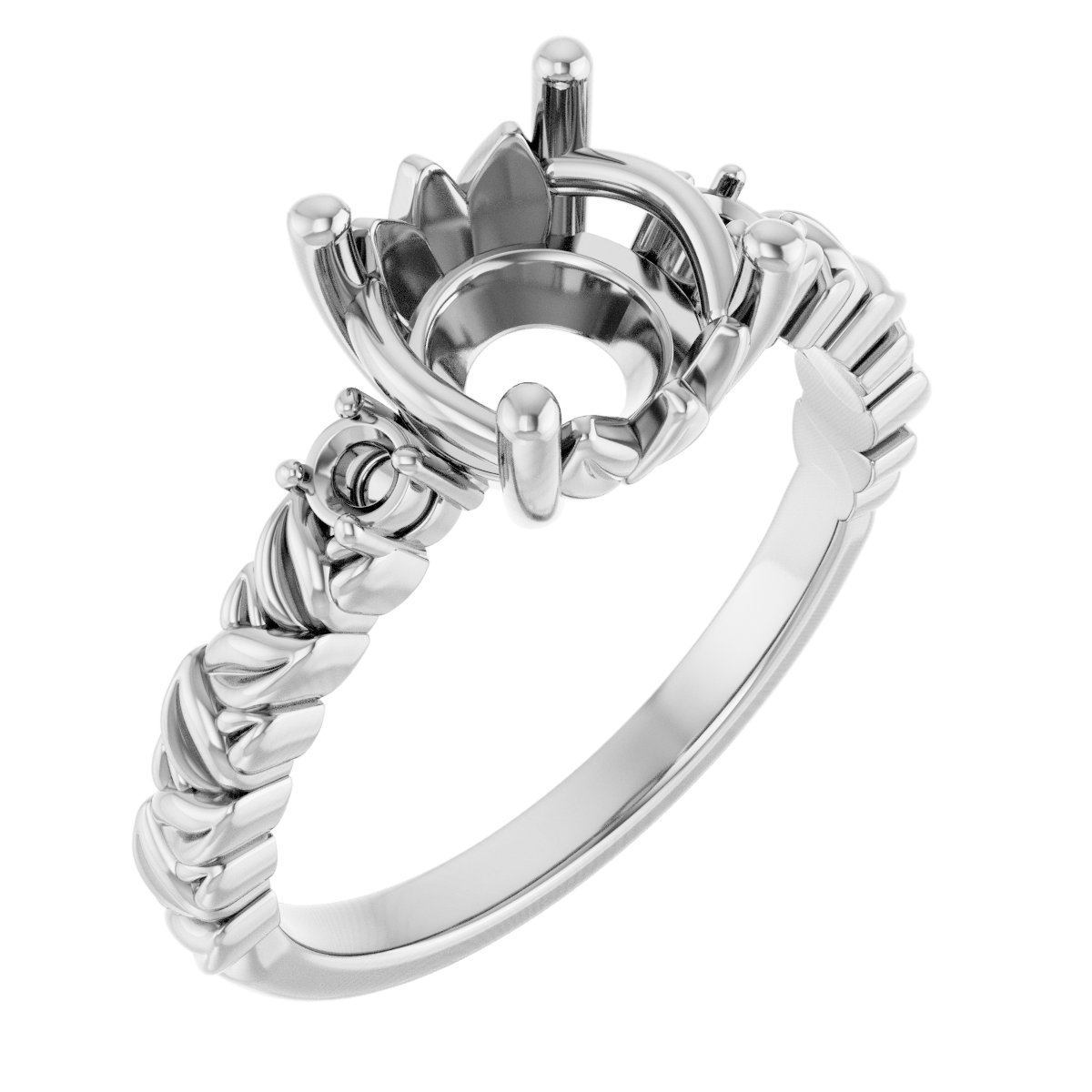Accented Floral Engagement Ring