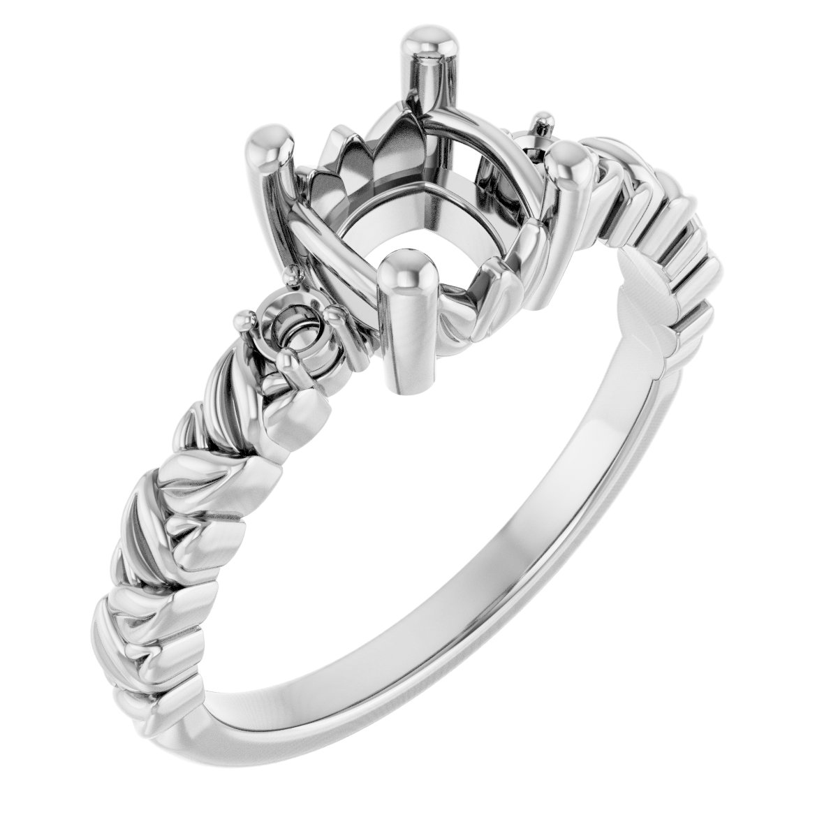 Accented Floral Engagement Ring
