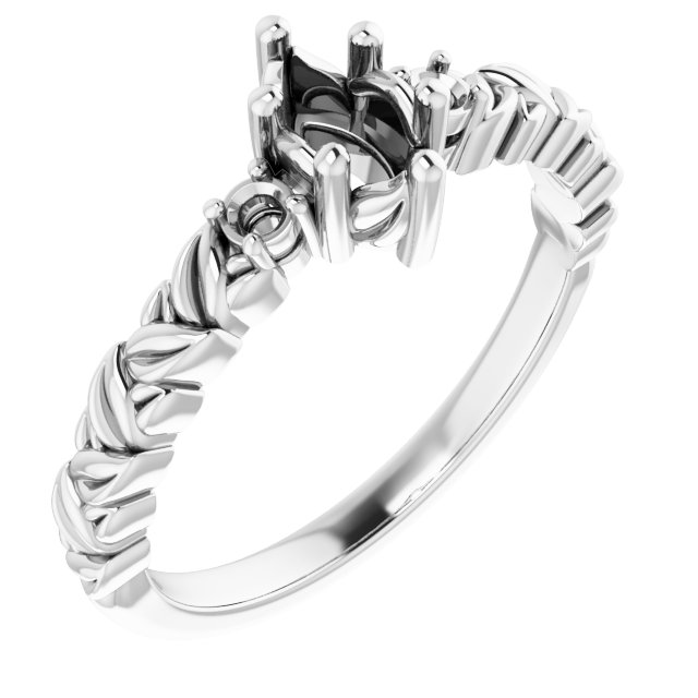 Accented Floral Engagement Ring