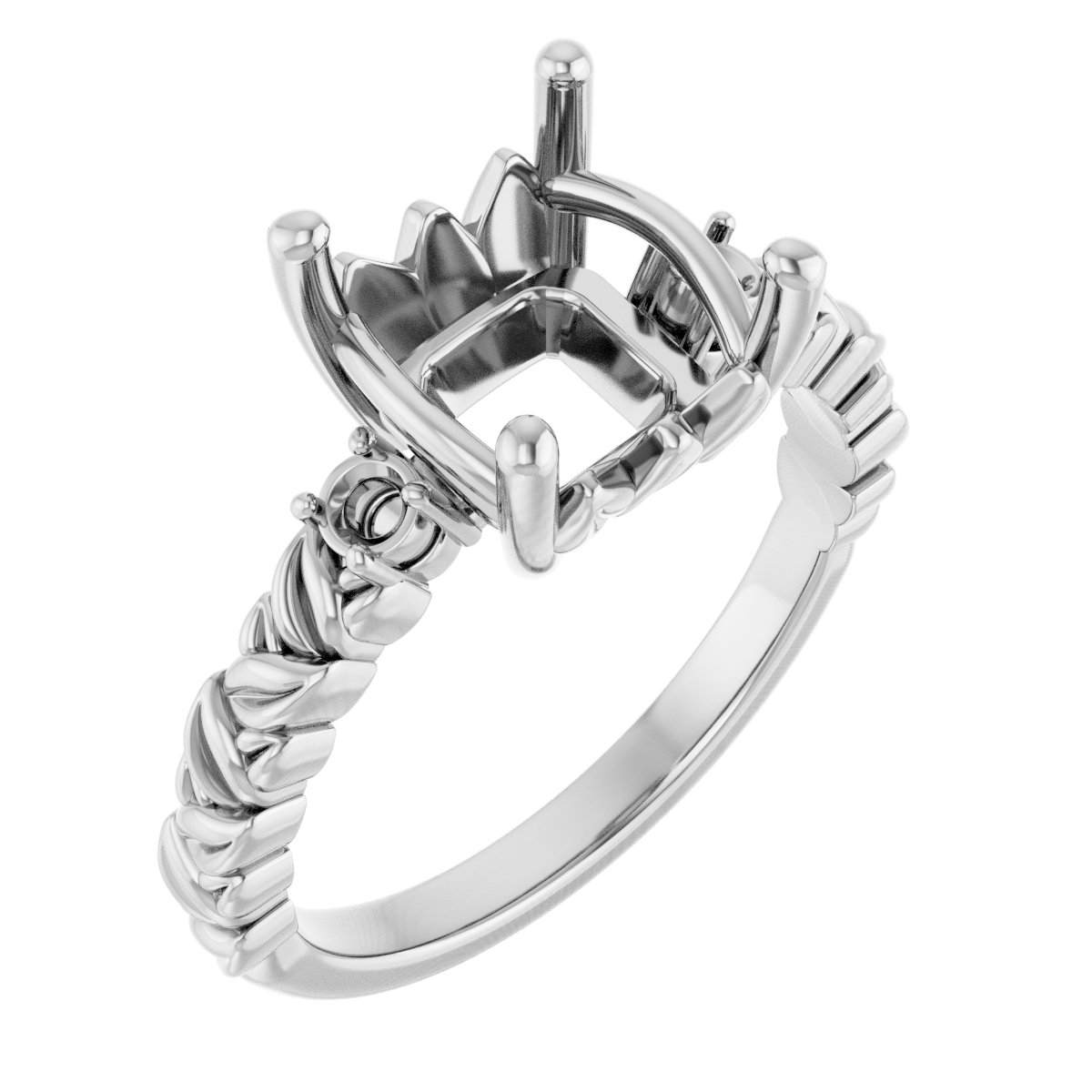 Accented Floral Engagement Ring