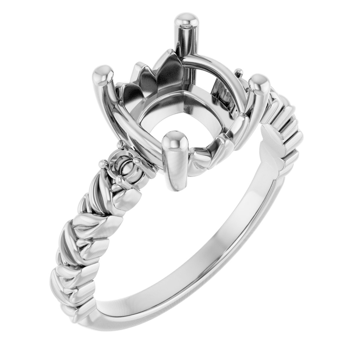 Accented Floral Engagement Ring
