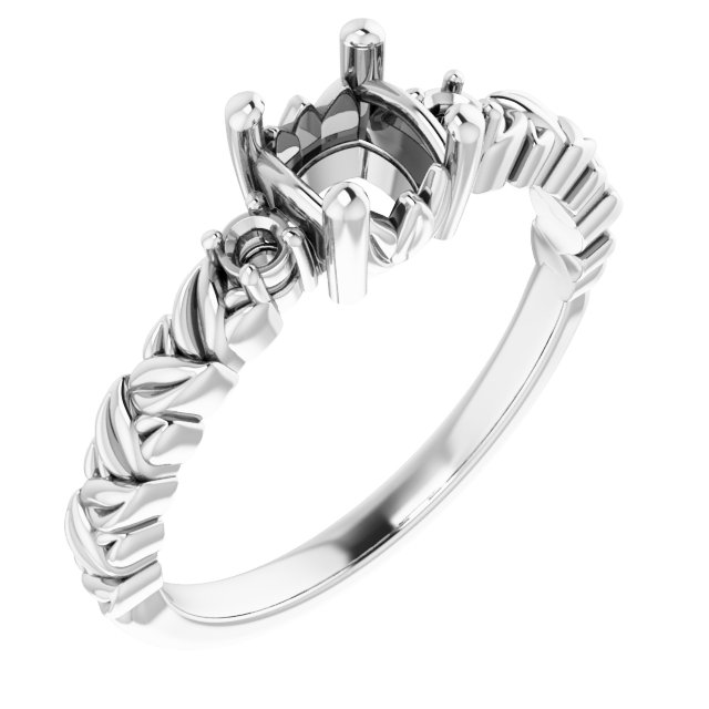Accented Floral Engagement Ring