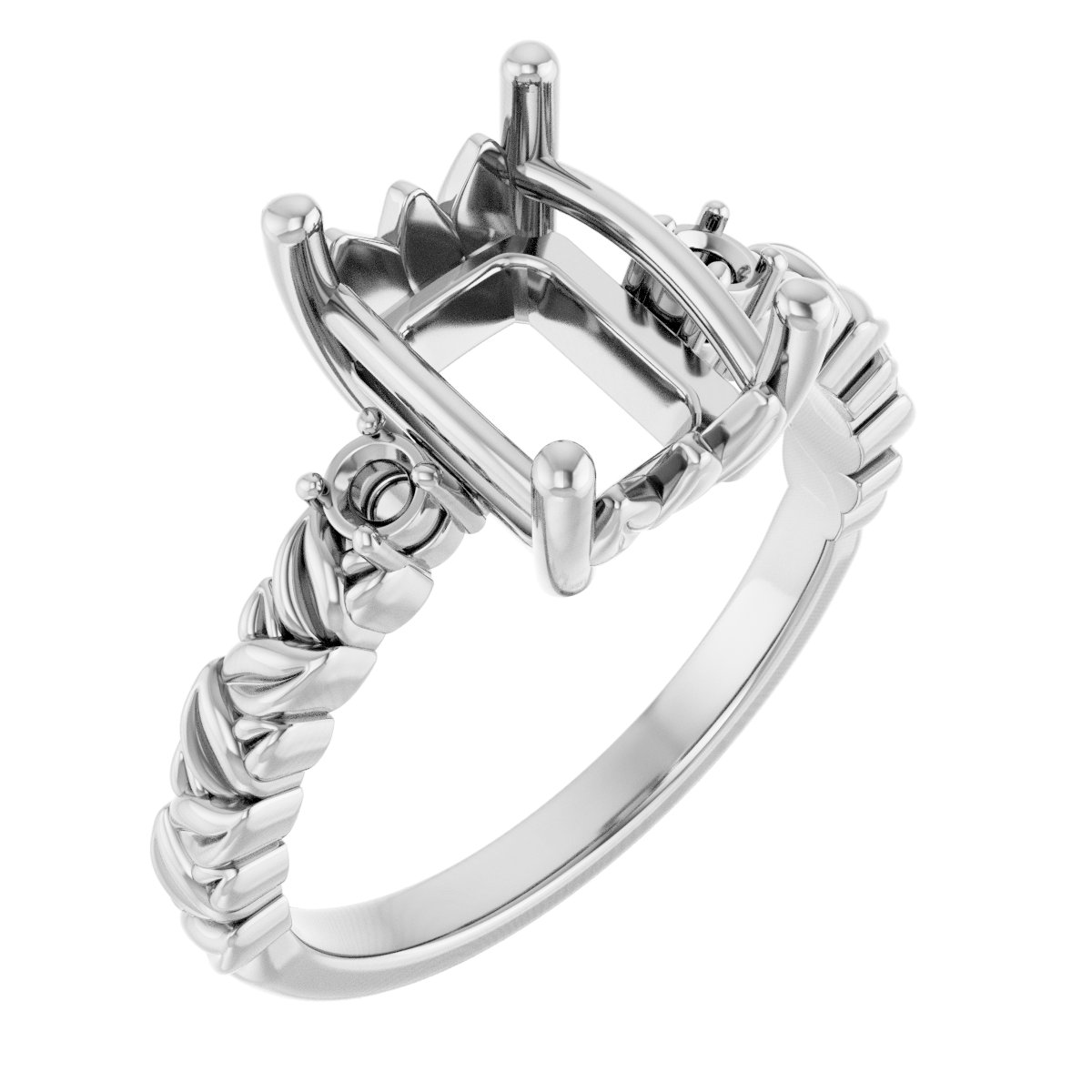 Accented Floral Engagement Ring