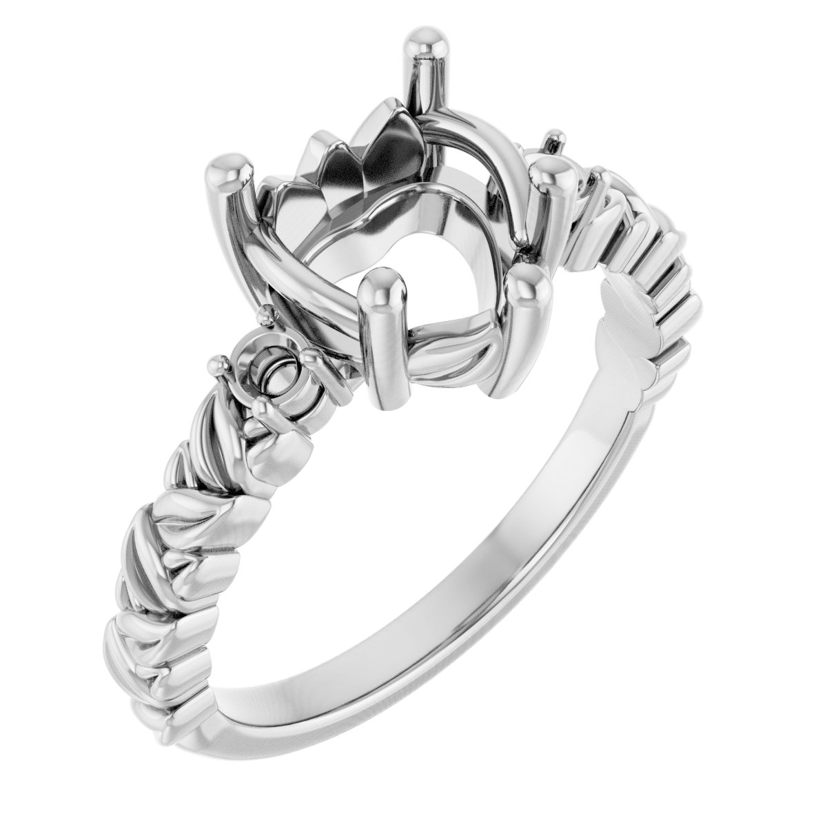 Accented Floral Engagement Ring