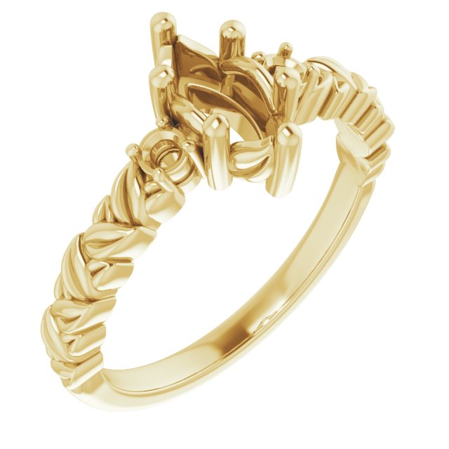 Accented Floral Engagement Ring