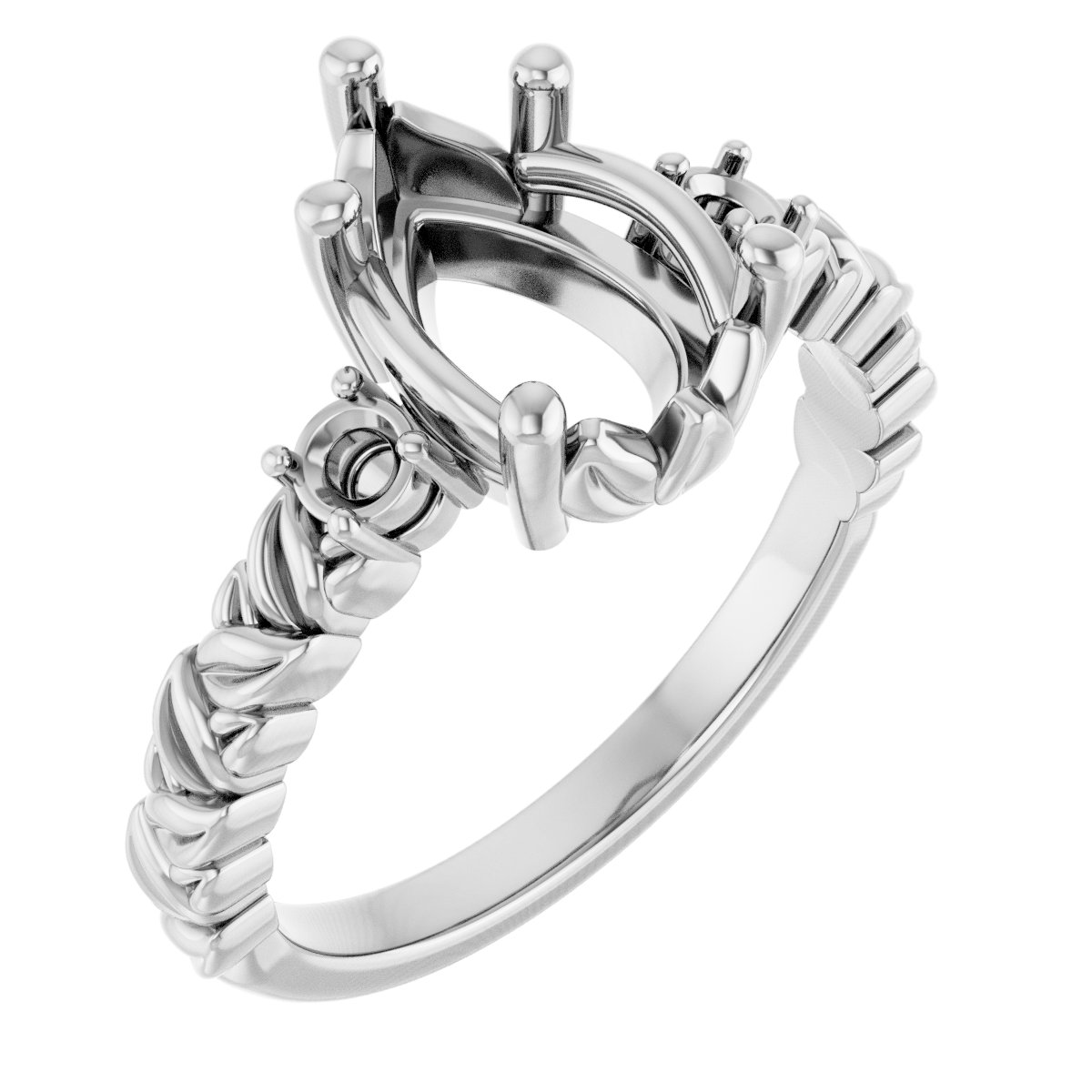 Accented Floral Engagement Ring