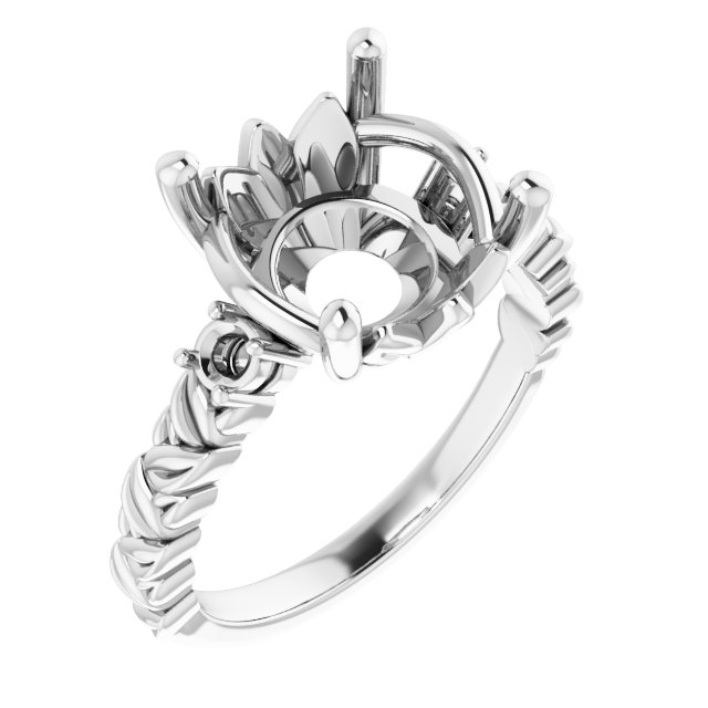 Accented Floral Engagement Ring