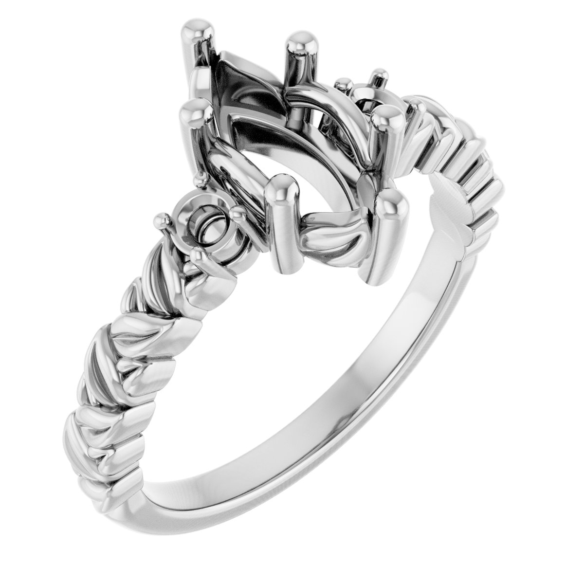 Accented Floral Engagement Ring