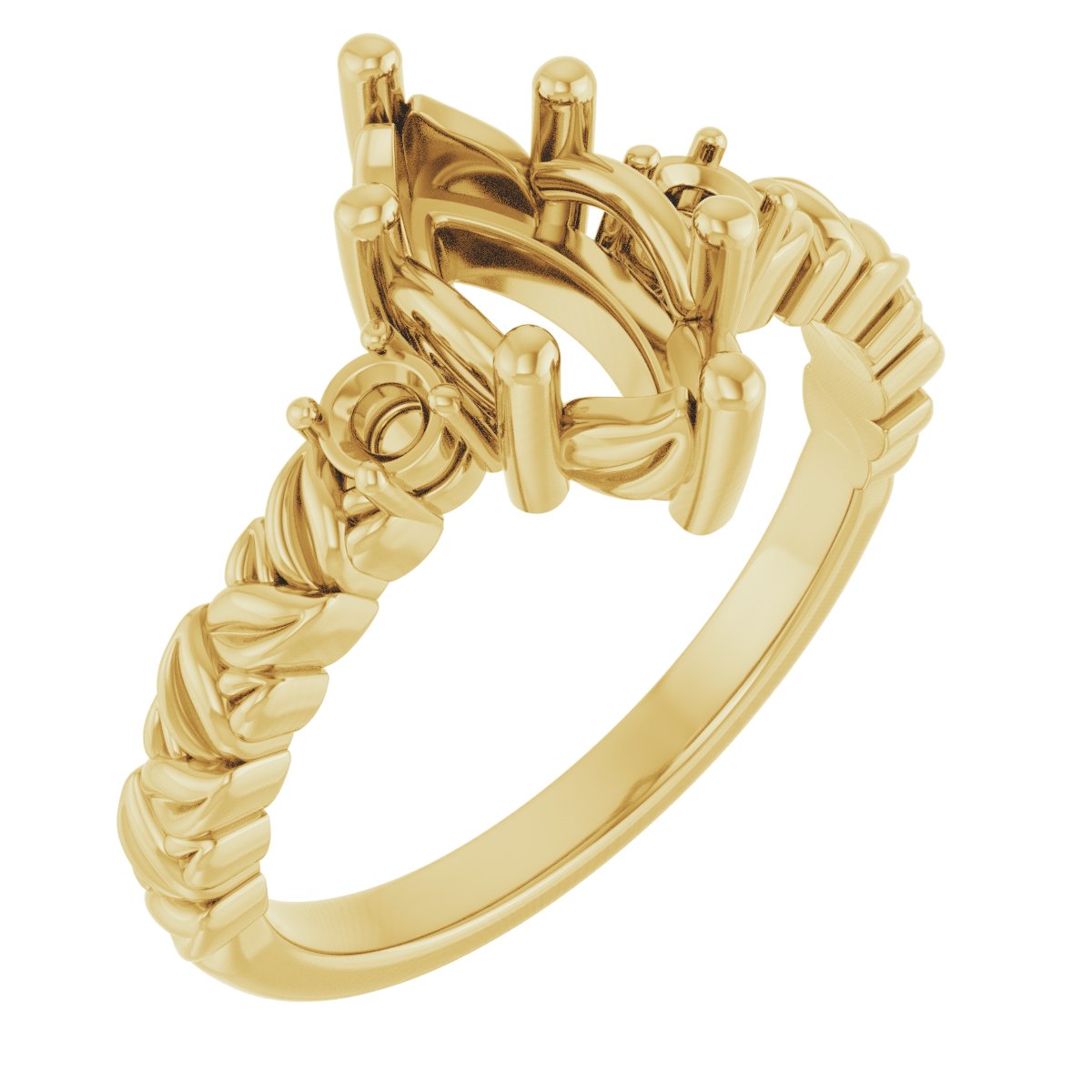 Accented Floral Engagement Ring