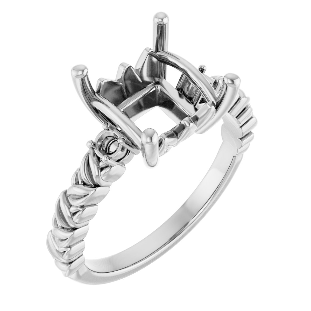 Accented Floral Engagement Ring