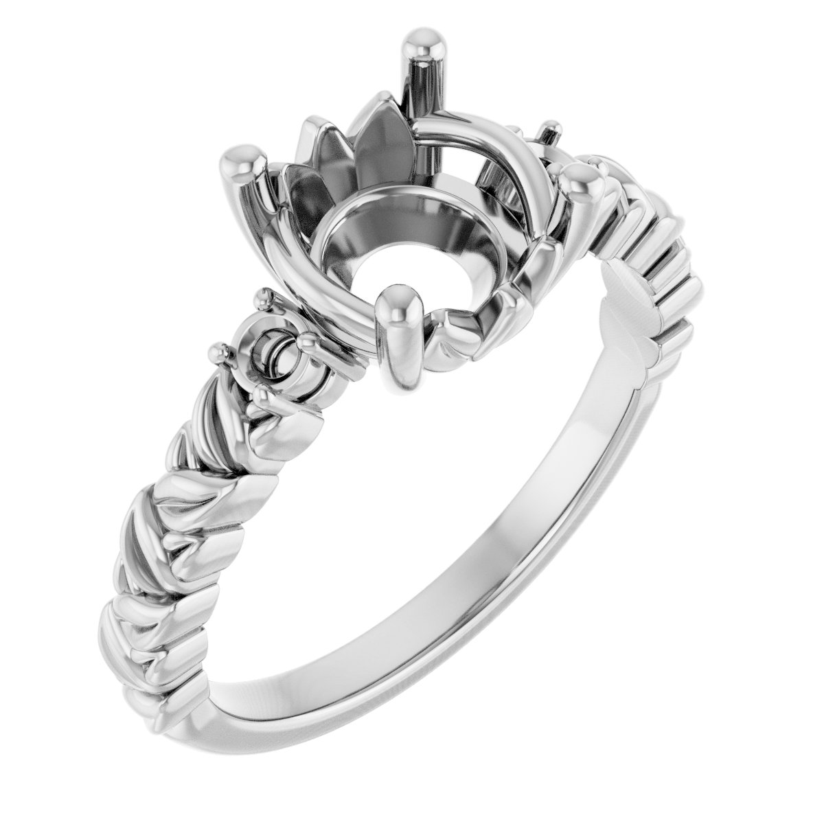 Accented Floral Engagement Ring