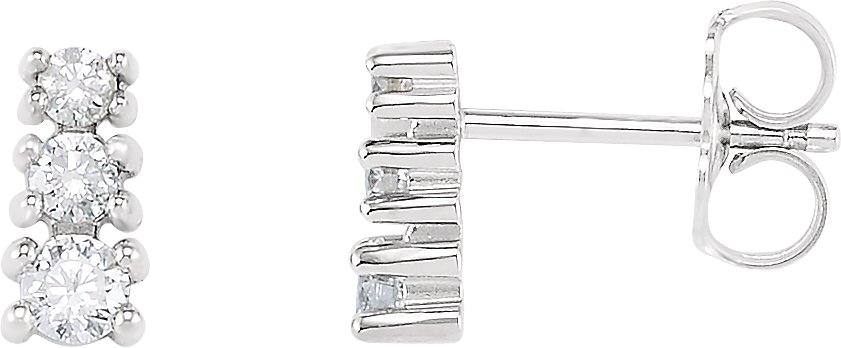 14K White 1/4 CTW Natural Diamond Three-Stone Earrings  