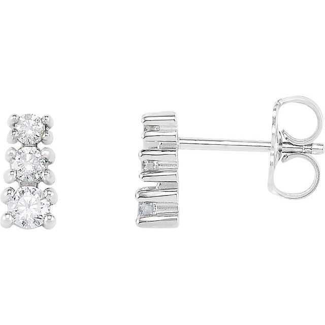 14K White 1/4 CTW Natural Diamond Three-Stone Earrings  