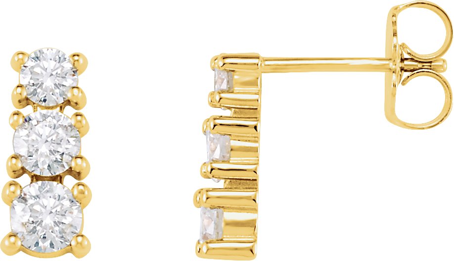 Graduated Three-Stone Earrings