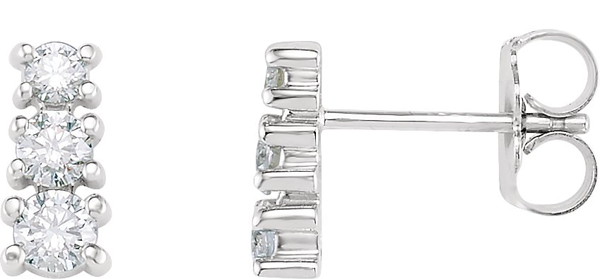 Graduated Three-Stone Earrings