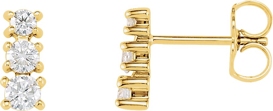 Graduated Three-Stone Earrings