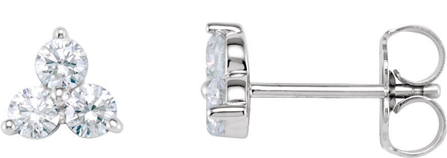 14K White 1/3 CTW Natural Diamond Three-Stone Stud Earrings