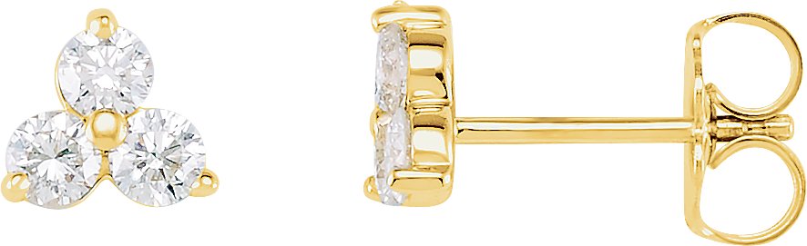 14K Yellow 1/3 CTW Natural Diamond Three-Stone Stud Earrings