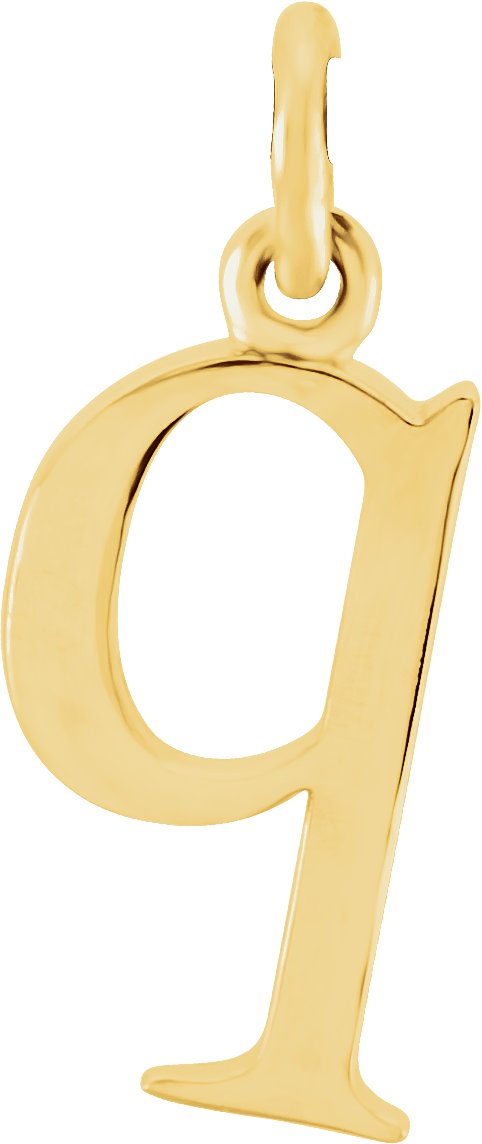 14K Yellow Lowercase Initial Q Pendant