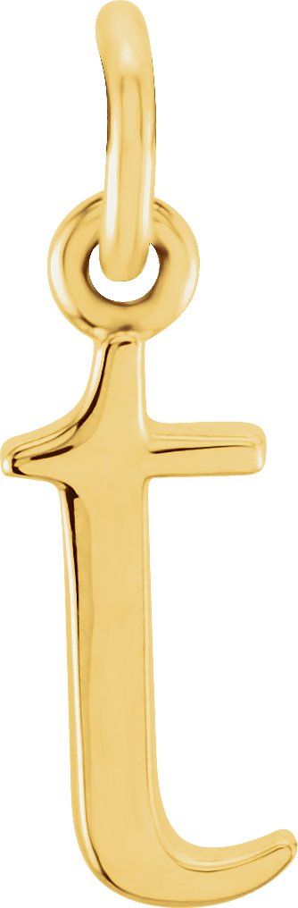 14K Yellow Lowercase Initial T Pendant