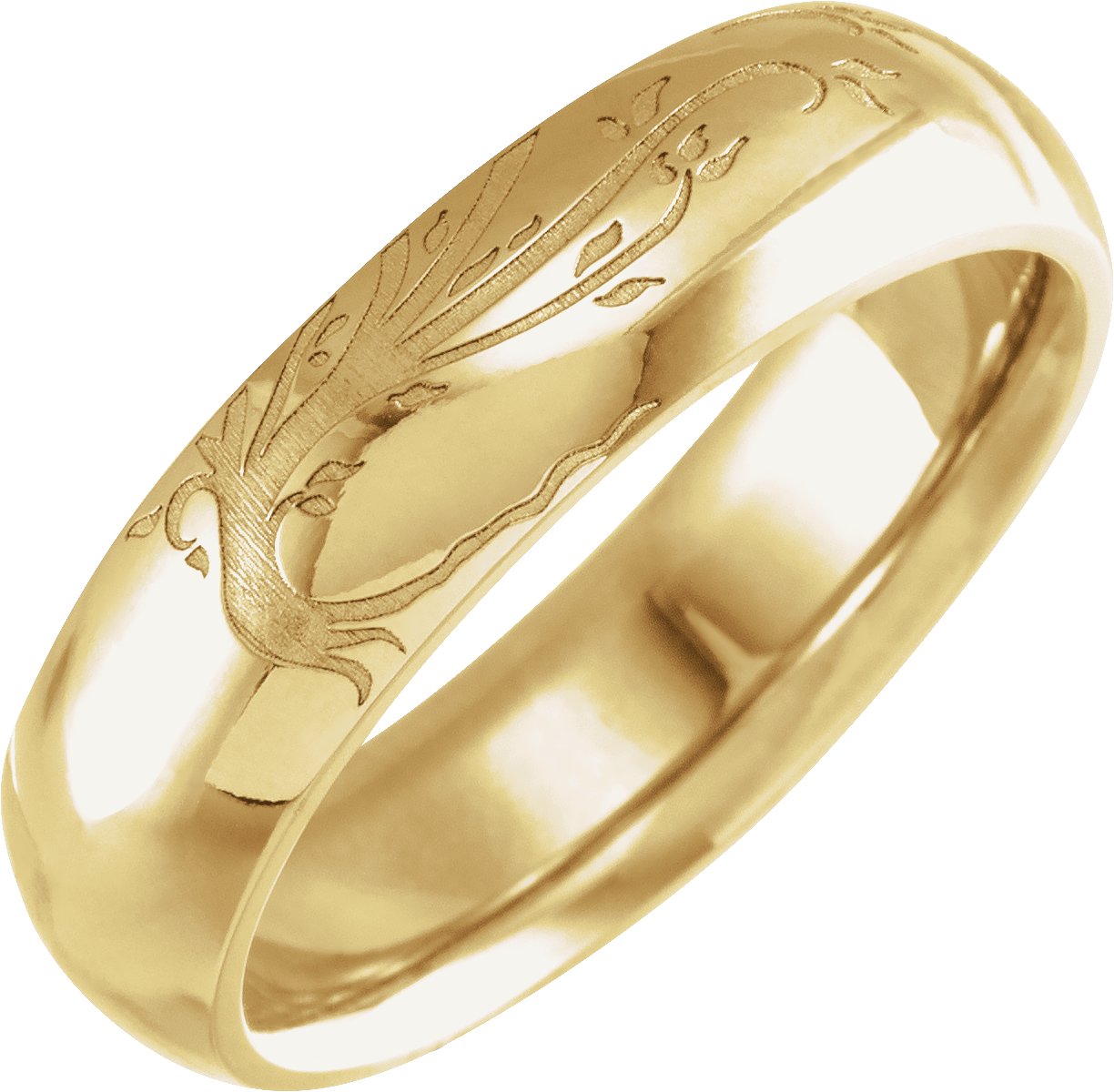 10K Yellow 6 mm Engraved Family Tree Ring Size 10