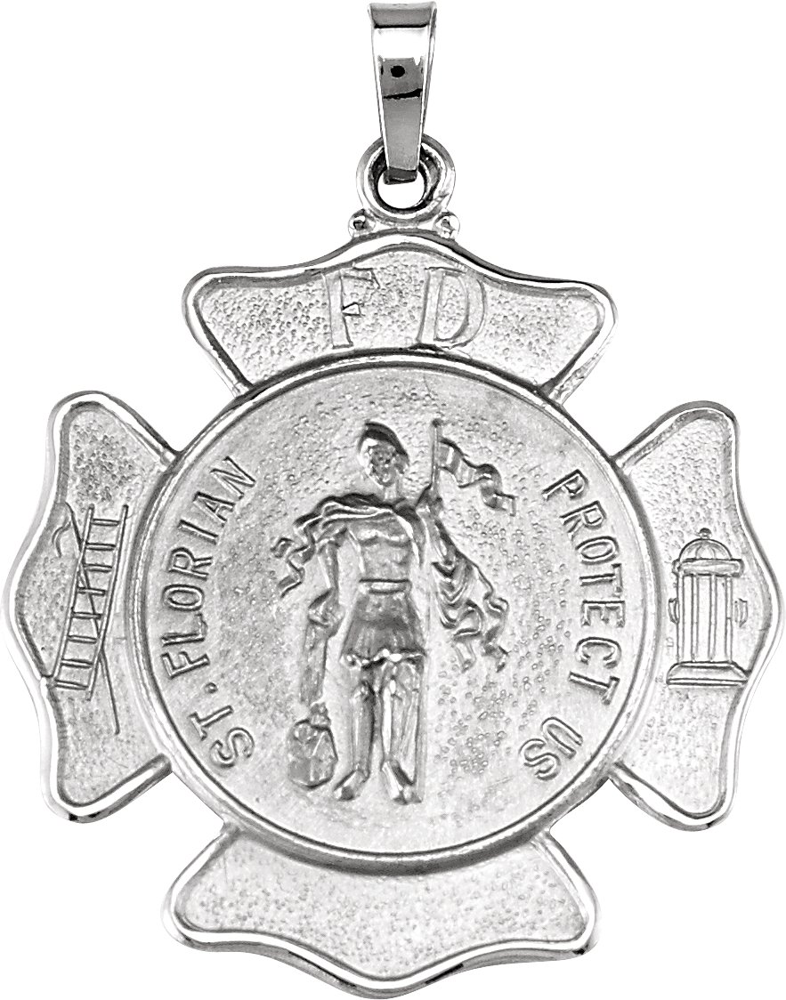 Sterling Silver 25 mm St. Florian Medal Pendant