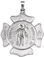 Sterling Silver 25 mm St. Florian Medal Pendant