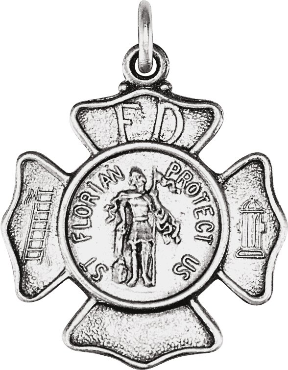 Sterling Silver 17 mm St. Florian Medal Pendant