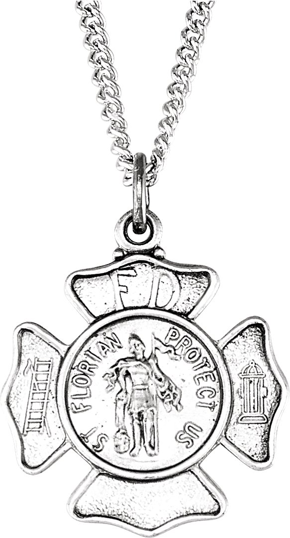 Sterling Silver 16.7x9 mm St. Florian Medal 18