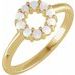 14K Yellow Natural White Opal Cabochon Halo-Style Ring