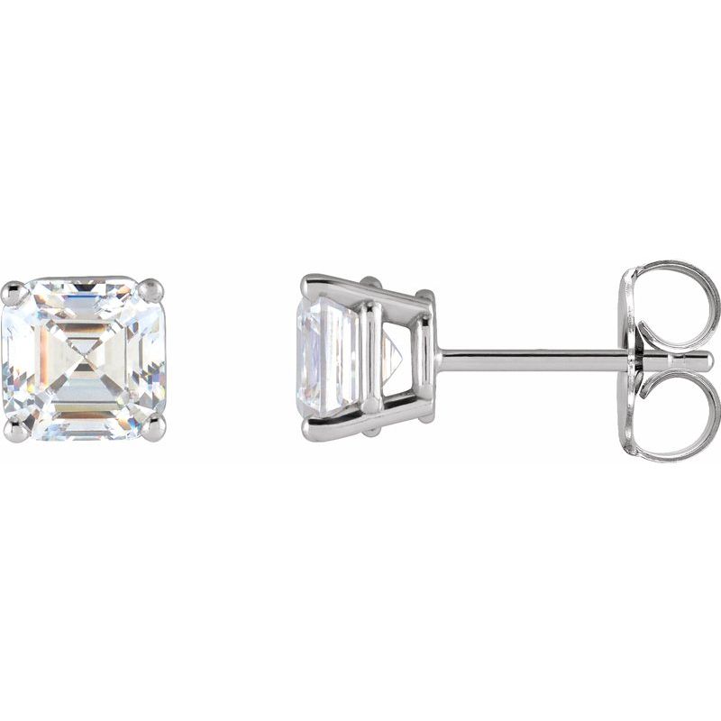Asscher 4-Prong Stud Earrings
