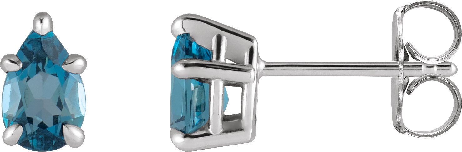 Sterling Silver Natural London Blue Topaz 5 Prong Claw Stud Earrings Ref 19294738