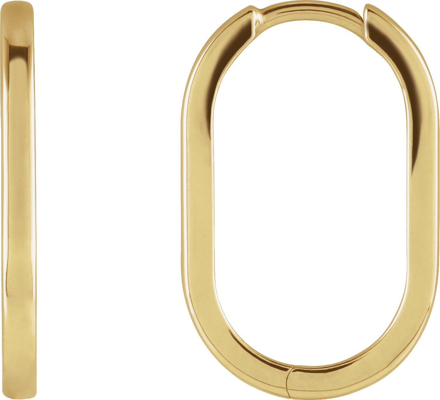 14K Yellow 20 mm Elongated Oval Huggie Hoop Earrings Ref 19298126