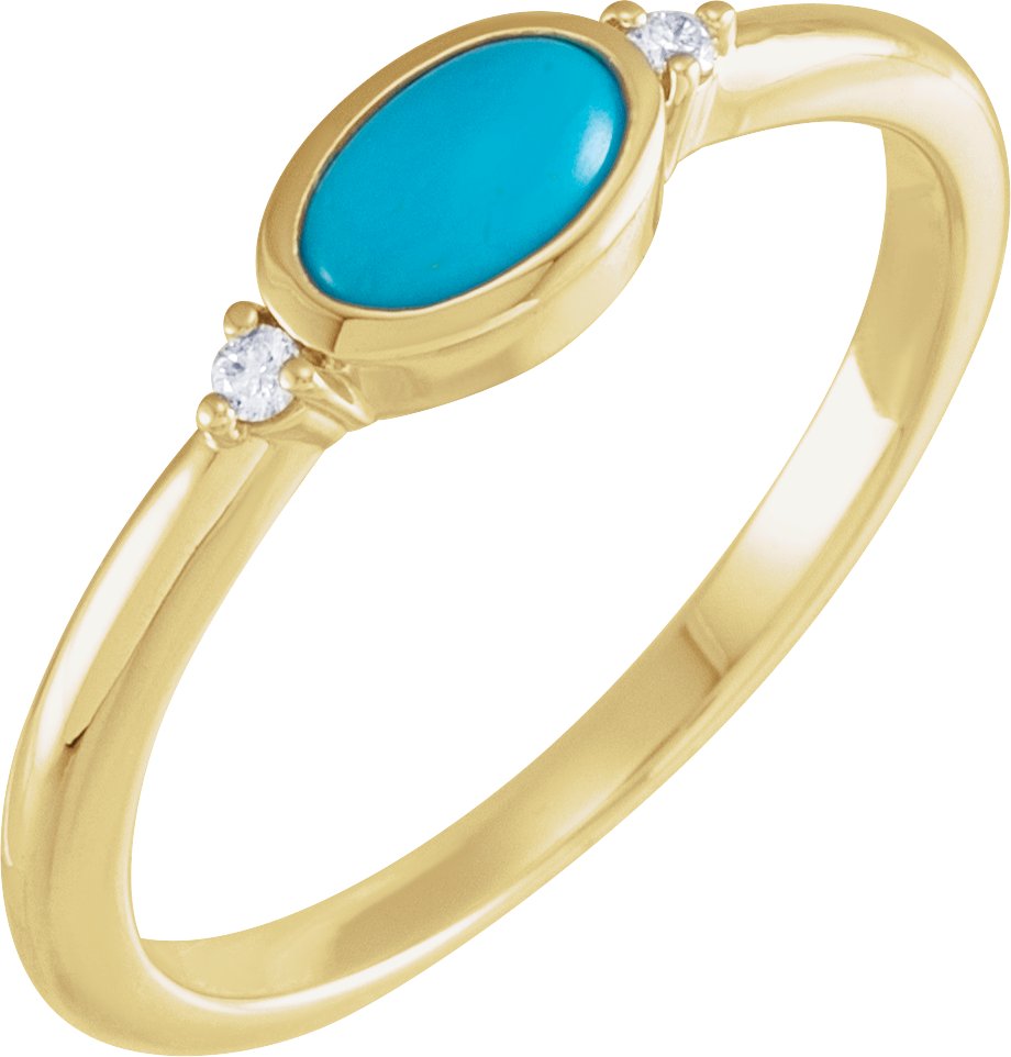 14K Yellow Natural Turquoise and .03 CTW Natural Diamond Ring Ref 18830455