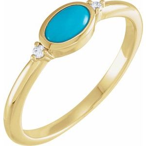 14K Yellow Natural Turquoise & .03 CTW Natural Diamond Ring