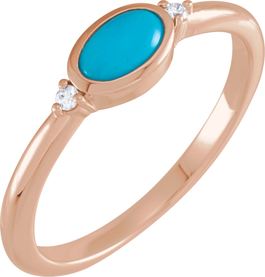 14K Rose Natural Turquoise and .03 CTW Natural Diamond Ring Ref 18830490