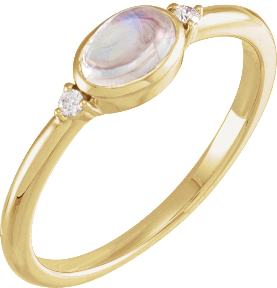 14K Yellow Natural Rainbow Moonstone and .03 CTW Natural Diamond Ring Ref 18830452