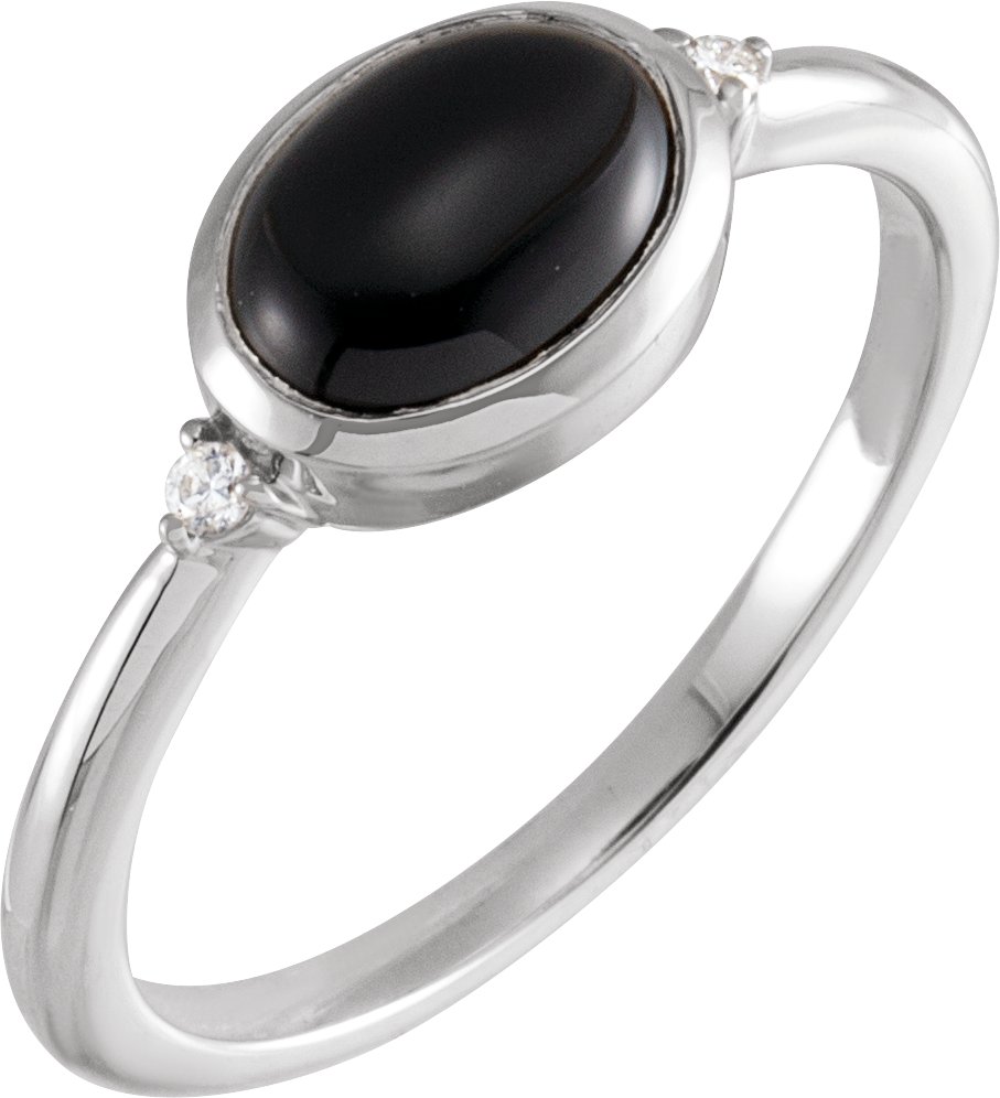 Platinum Natural Black Onyx and .03 CTW Natural Diamond Ring Ref 18831095