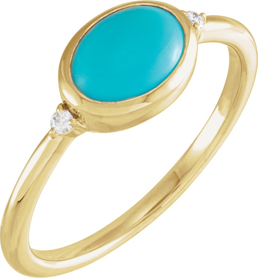 14K Yellow Natural Turquoise and .03 CTW Natural Diamond Ring Ref 18831114