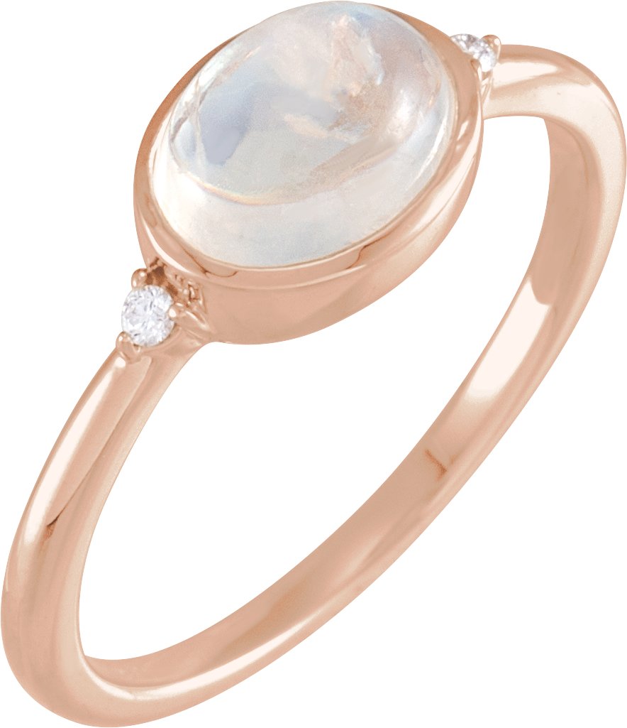 14K Rose Natural Rainbow Moonstone and .03 CTW Natural Diamond Ring Ref 18831079