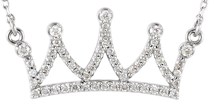 14K White 1/5 CTW Natural Diamond Crown 16" Necklace