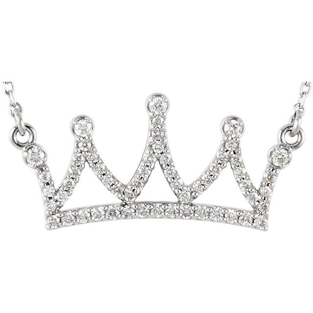 14K White 1/5 CTW Diamond Crown 16 1/2" Necklace